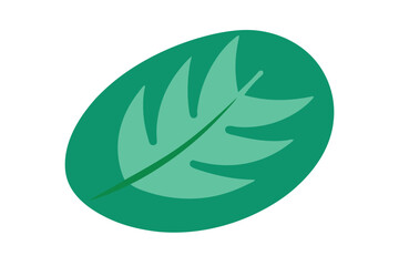 Round Corner Tropical Cartoon Leaf With Thick Out On White