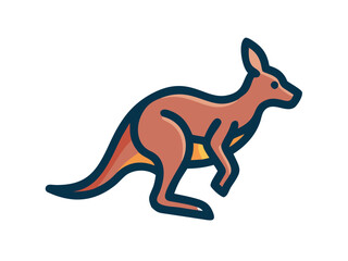 Fototapeta premium Cute outline illustration of a kangaroo. This simple, outlined vector graphic showcases a kangaroo in a playful, stylized manner.