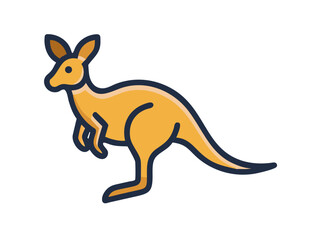 Fototapeta premium Cute outline illustration of a kangaroo. This simple, outlined vector graphic showcases a kangaroo in a playful, stylized manner.