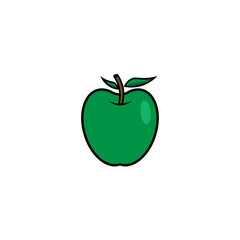 green apple flat design icon isolated with stroke line for web icon graphic resources eps 10