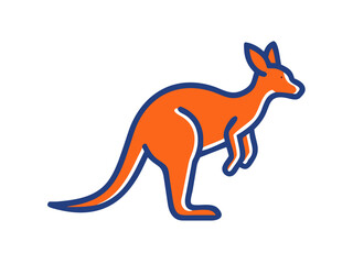 Fototapeta premium Cute outline illustration of a kangaroo. This simple, outlined vector graphic showcases a kangaroo in a playful, stylized manner.