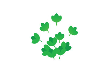 Small Green Bunches Placed Randomly In Vector On White