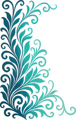 Teal and Blue Floral Corner Accent Vector Graphic