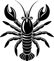 Lobster silhouette icon on transparent background