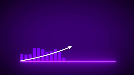 Neon Purple Bar Chart Growing Abstract Background Futuristic Data Visualization Concept - Powered by Adobe