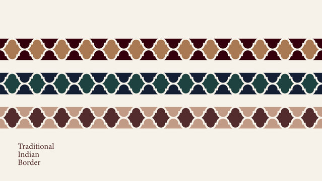 Traditional Indian Border Luxury vector seamless pattern. Ornament, Traditional, Ethnic, Arabic, Turkish, Indian motifs. Great for fabric and textile, wallpaper, packaging design or any desired idea.