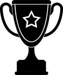 gold trophy cup silhouette icon on transparent background.