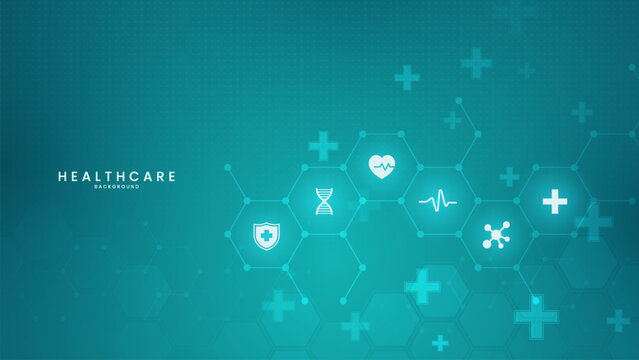 Abstract medical background with flat icons and symbols. Medical design with concept and idea for healthcare technology. Healthcare Medical Background. Healthcare Symbols.