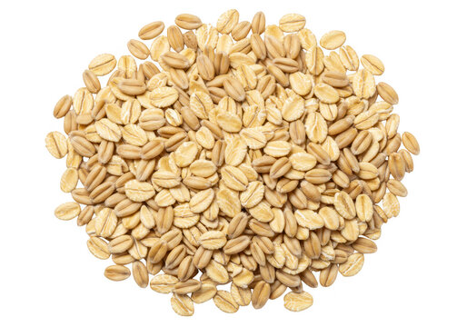 A pile of raw oats cereal grains isolated on a transparent background