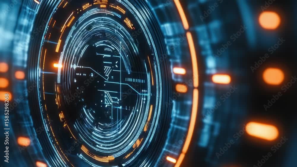 Poster a futuristic clock is displayed in a darkened space, perfect for use as a background image or to rep
