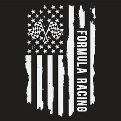 American Flag Formula Racing - Vintage Formula Racing T-Shirt