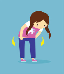 Illustration of a little girl learning to go to the toilet on her own. 