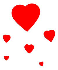 Six cœurs de couleur rouge 
