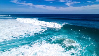 High-angle view of powerful ocean waves