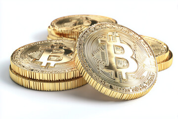 bitcoins isolated on white