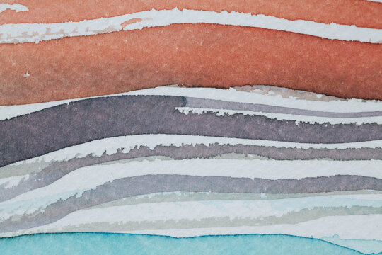Fototapeta Vibrant ink patterns create striking abstract landscape on textured paper at morning light