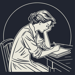 Silhouette vector illustration of a person reading a book, suitable for business or office-themed drawings and sketches