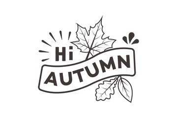 Autumnal Leaves Banner Hi Autumn Seasonal Greeting Design
