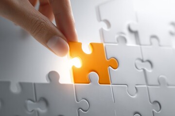 A person is trying to solve a puzzle with a yellow piece