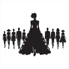 Minimalist Fashion Silhouette - Chic and Timeless Style , black colour vactor 