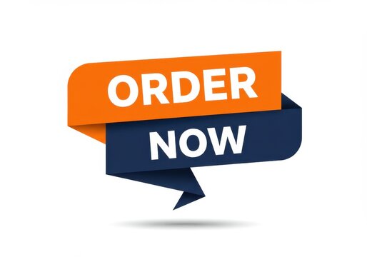 Eye catching orange and navy blue banner with order now text for promotions