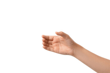 Hand extended forward ready for a handshake, isolated on white, PNG