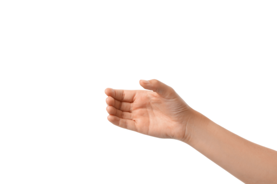 Hand extended forward ready for a handshake, isolated on white, PNG