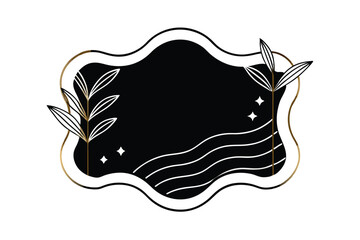 Vector Abstract Gold Line Wave Pattern With Minimalist Luxury Style Elements line art on white background