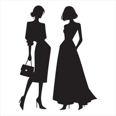Minimalist Fashion Silhouette - Chic and Timeless Style , black colour vactor 