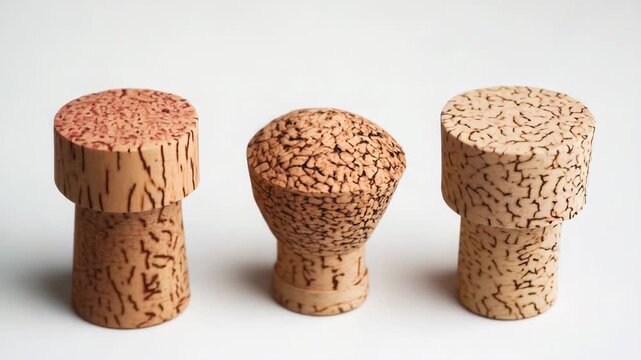 A close-up shot of three wine corks placed together, great for use in food and drink-related contexts