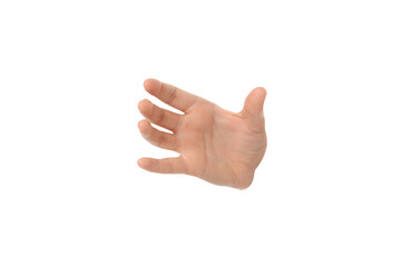 Open hand extended for connection or support, isolated on white, PNG