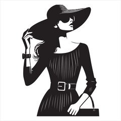 Minimalist Fashion Silhouette - Chic and Timeless Style , black colour vactor 