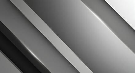 Abstract Geometric Design Featuring Curved Metallic Lines and Varying Shades of Gray