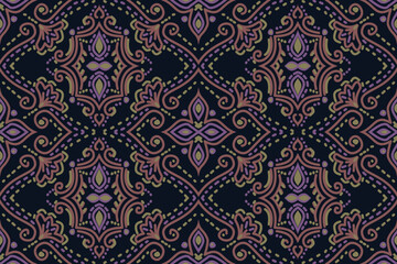 Seamless geometric and doodles line, traditional ikat pattern with earthy tones in geometric and tribal-inspired design. Ideal for textiles, wallpapers, and ethnic-themed projects.