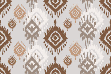 Seamless geometric and doodles line, traditional ikat pattern with earthy tones in geometric and tribal-inspired design. Ideal for textiles, wallpapers, and ethnic-themed projects.