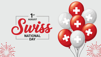 Swiss national day celebration with a bold brush stroke of the swiss flag