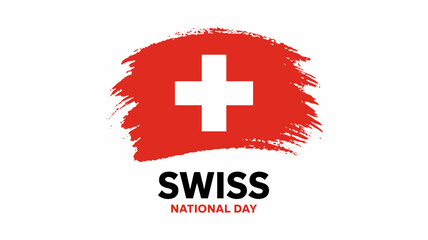 Obraz premium Minimalist Swiss National Day Logo Design A Red Cross Icon