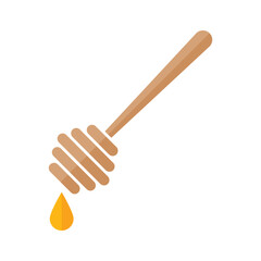Wooden honey dipper flat vector design on a white background