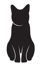 silhouette image of a cat facing forward with transparent background