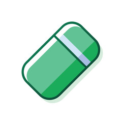 Green Eraser Icon with Shadow School Supply Illustration