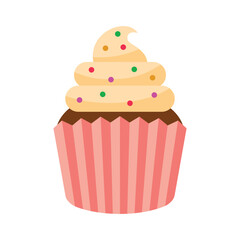 Yummy cupcake flat vector design on white background