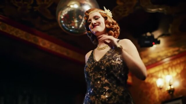 Flapper dancing in a vintage setting