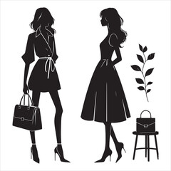Minimalist Fashion Silhouette - Chic and Timeless Style , black colour vactor 