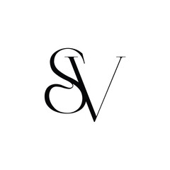 Obraz premium SV monogram logo design letter text name symbol monochrome logotype alphabet character simple logo
