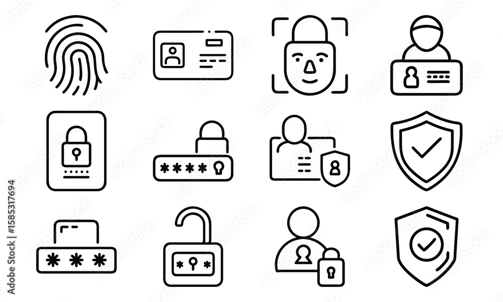 Poster secure user authentication and access control icons representing digital identity and security measu
