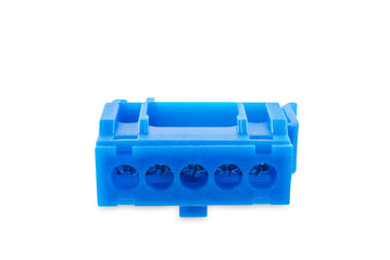 Electrical terminal block on a white isolated background