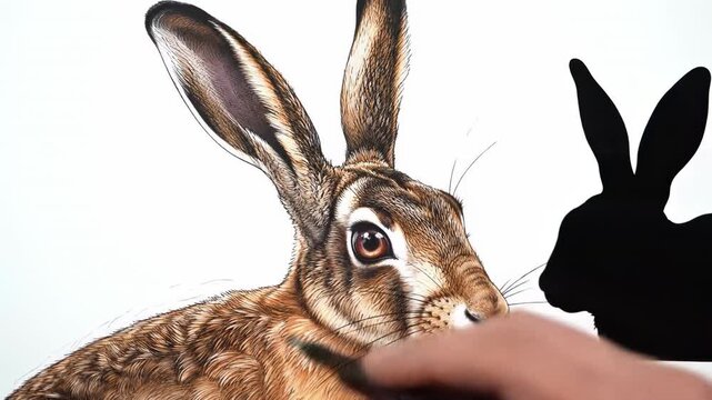 Detailed illustration of a hare's head