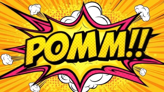 Dynamic Comic Book Explosion: "POMM!!" Action Graphic with Retro Style