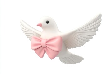 Obraz premium 3d coquette flying dove illustration white bird.