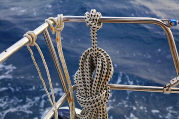 Mooring rope on a sailing yacht